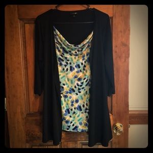 Attached cardigan style blouse, 3/4 sleeve